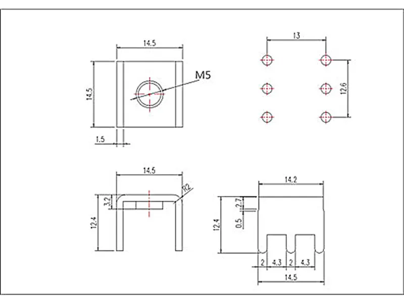 5 шт. паяльный терминал(M5) PCB шестифутовый резьбовой терминал