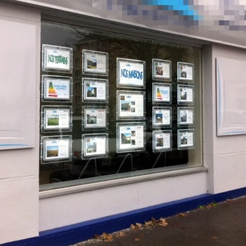 

16PCS A4 +3PCS A3 real estate agent single sided led window display acrylic led light pocket