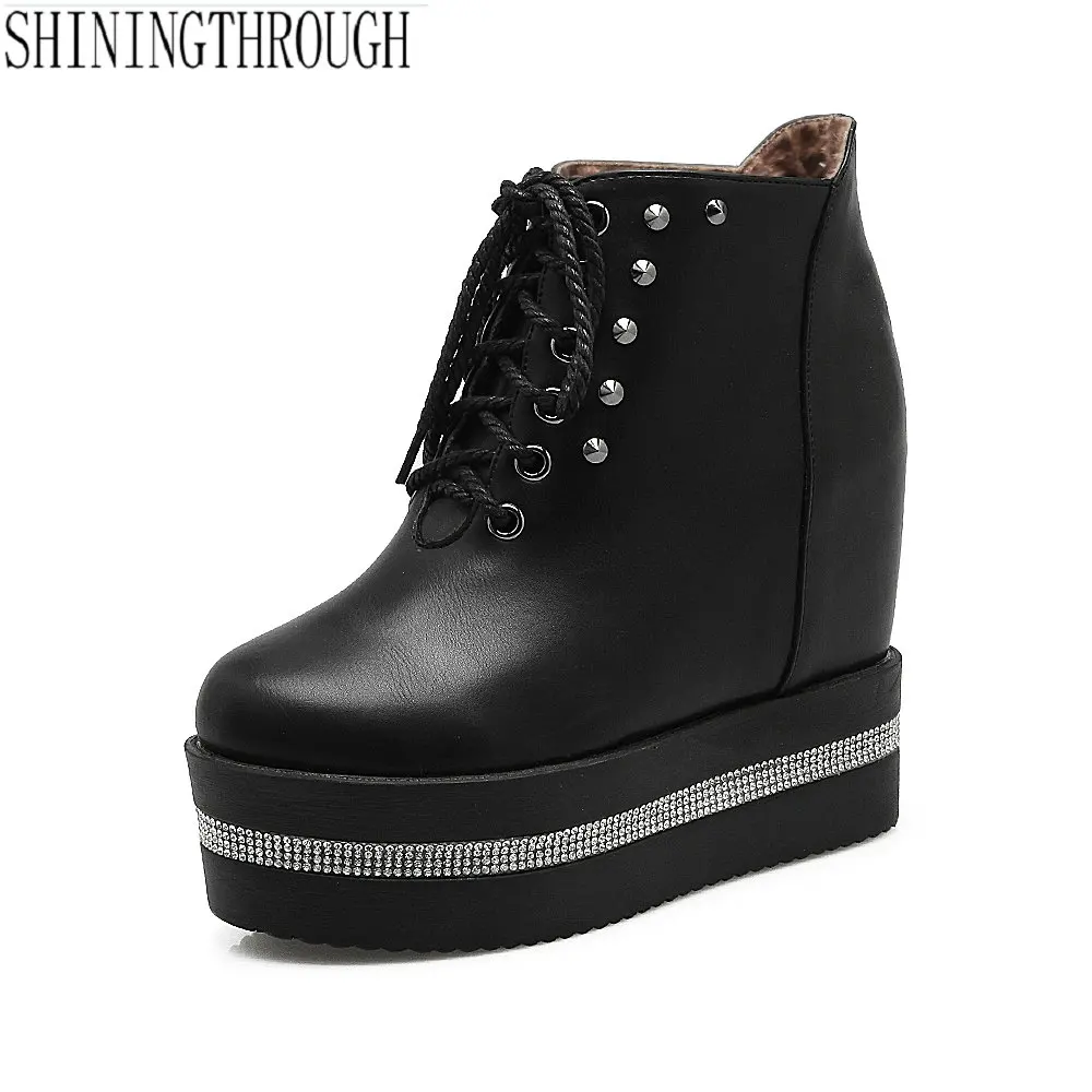 

New fashion lace up ankle boots British style 2018 boots platform women boots high heels boots woman casual shoes woman