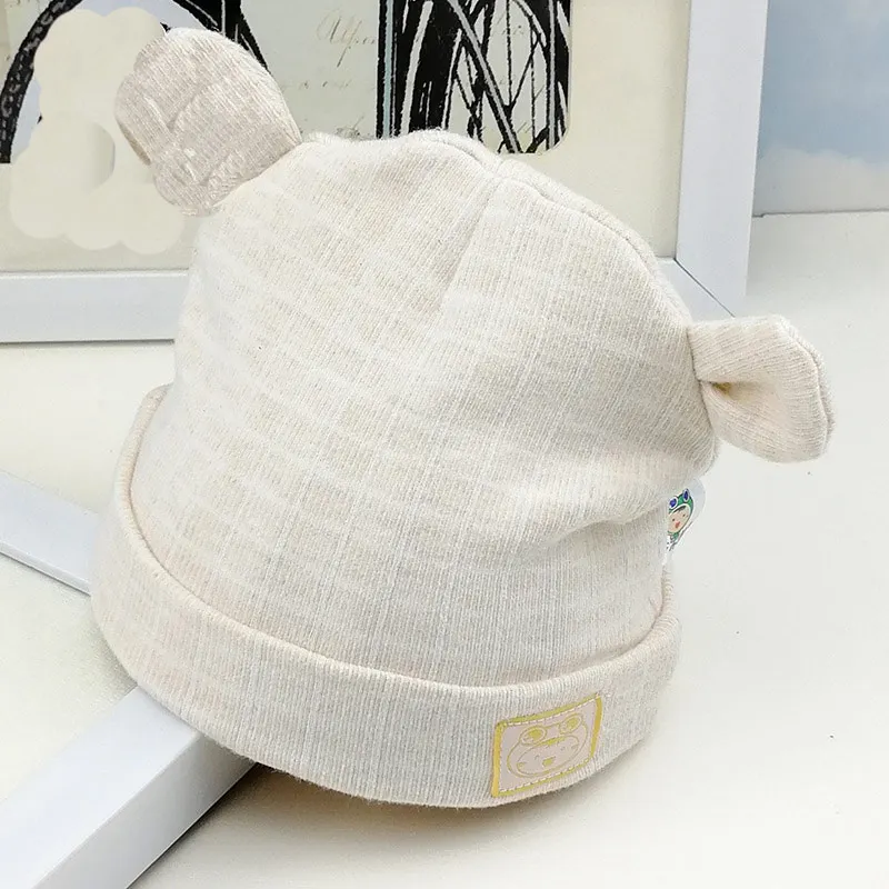 Grid Baby Beanie Hat Cute Bear Ears Newborn Boy Girl Head Cap for Windproof Spring AutumnOutdoors Soft High Quality Cotton (5)