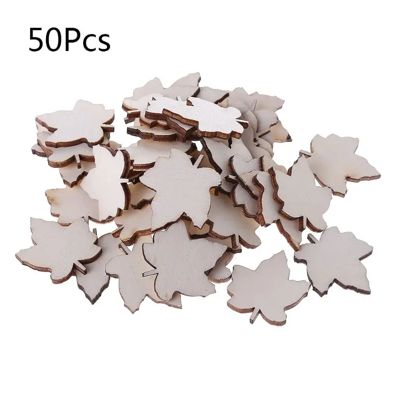 

50pcs Laser Cut Wood Maple Leaf Embellishment Wooden Shape Craft Wedding Decor