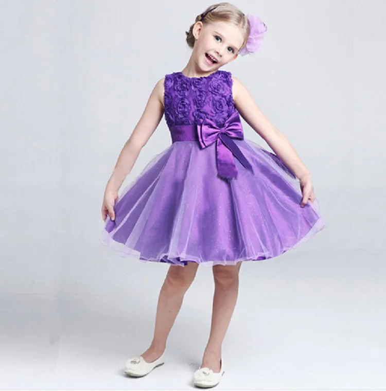 

Party Dress For Girls O Neck And Bow Design For Age 3-11 Years 1259