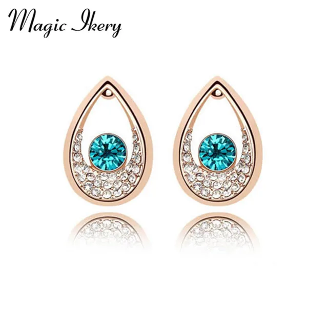 Magic Ikery Gold Color Rhinestone Crystal Vintage India Tear Stud Magic Ikery Gold Color Rhinestone Crystal Vintage India Tear Stud Earring Whole Fashion Jewelry For Women