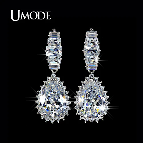font b UMODE b font Fashion Rhodium plated Crystal Jewelry Dangle font b Earring b