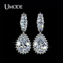 UMODE Fashion Rhodium plated Crystal Jewelry Dangle Earring Cubic Zirconia Water Drop Earrings For Women AUE0008