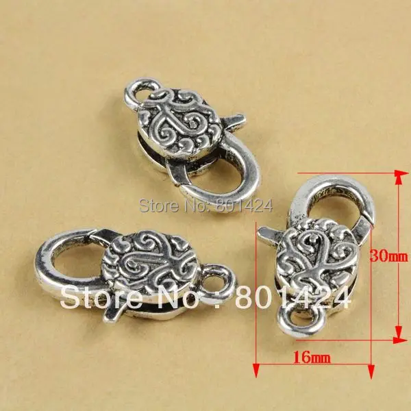 

free shipping 58-322 7pcs jewelry finding antiquated silver alloy lobster clasp