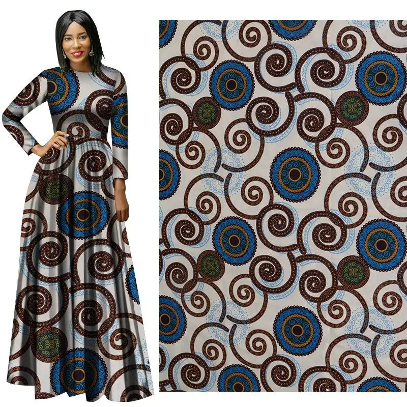 

2019 new spring and summer African fabric batik printing cotton fabric geometric pattern wax printing cloth factory direct sales