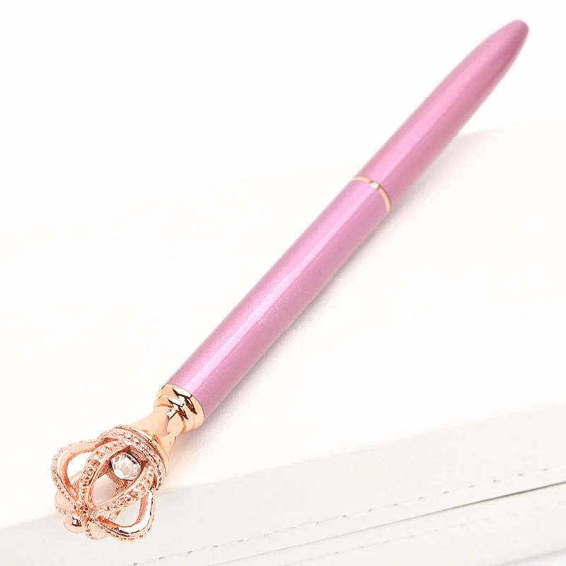 Light purple 1 шт., индивидуальная шариковая ручка с логотипом принцессы короны, креативная ручка в деловом стиле с кристаллами, подарок на день рождения, канцелярские принадлежности для студентов - Цвет: Light purple
