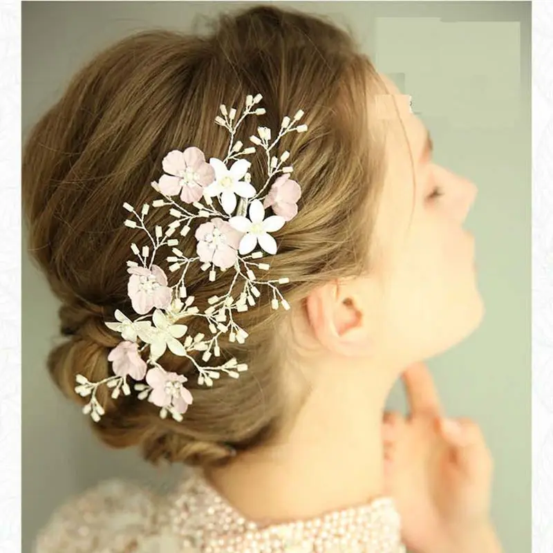 

Hair Jewelry For Bride Handmade Bridal Jewelry Original Design Hairpin Rhinestone Yarn Flowers Wedding Ornament Hair Claws J6140