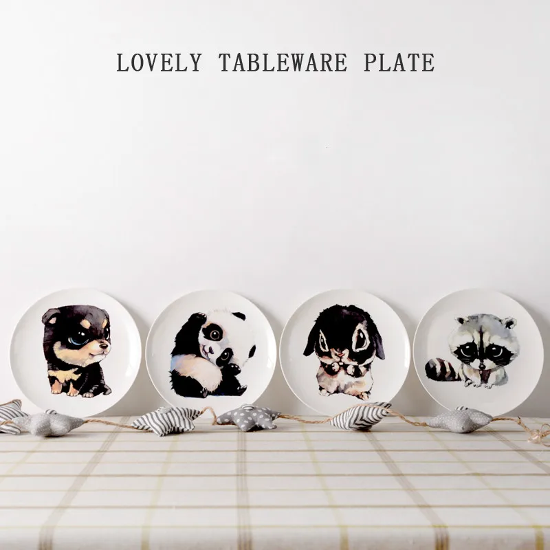 8 Inch Creative Tableware Bone China Round Plate Dessert Plate Steak Western Dishes Ceramic Plate