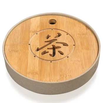 

Tea Pattern 21*4.5 Round Shape Bamboo Tray & Ceramic Pot Tea Set Trivet Tea Set Tray Round Pattern