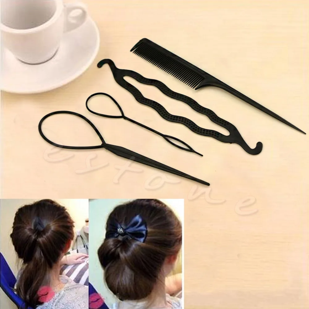 

1Set Fashion Beauty Simple Pattern Twist Comb 4 IN 1 Hair Disk Double Needle