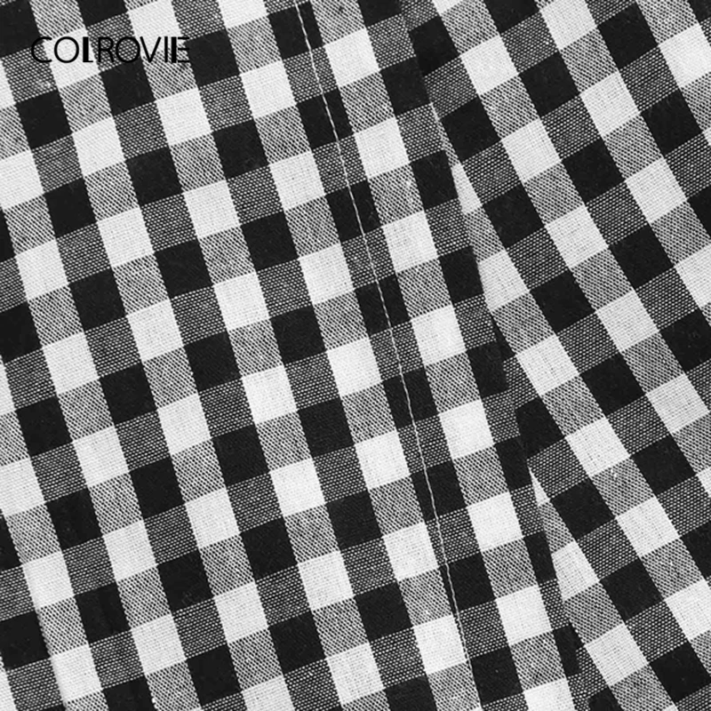 Женский комплект из двух предметов COLROVIE черно белый клетчатый топ с узлом на