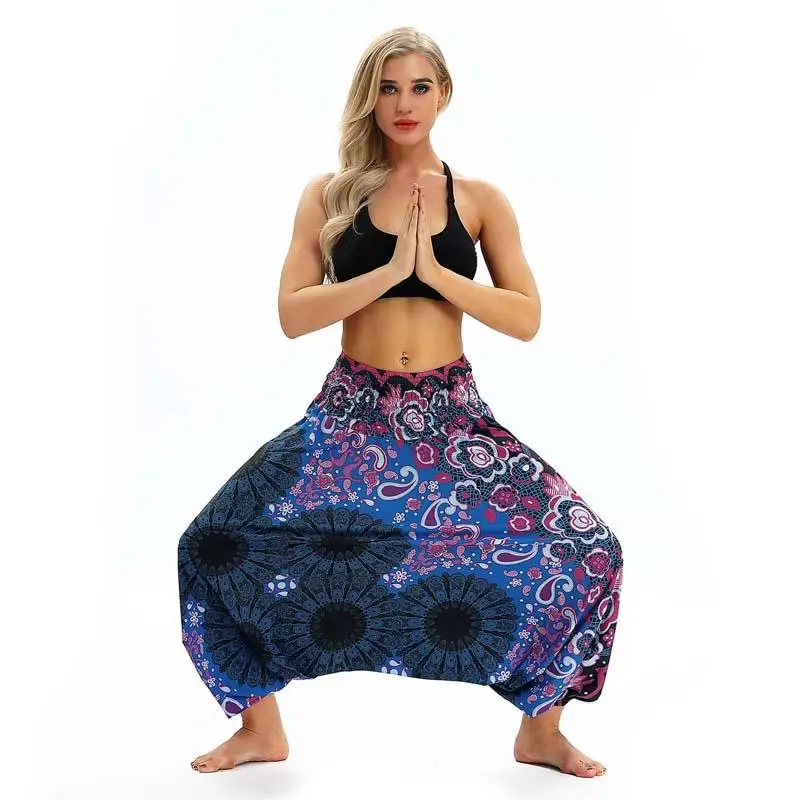 

Fashion Printed Trousers Women Yoga Pants Drop Bottom Harem Pants High Waist Casual Loose Full Length Pants Hippie Balloon Pants