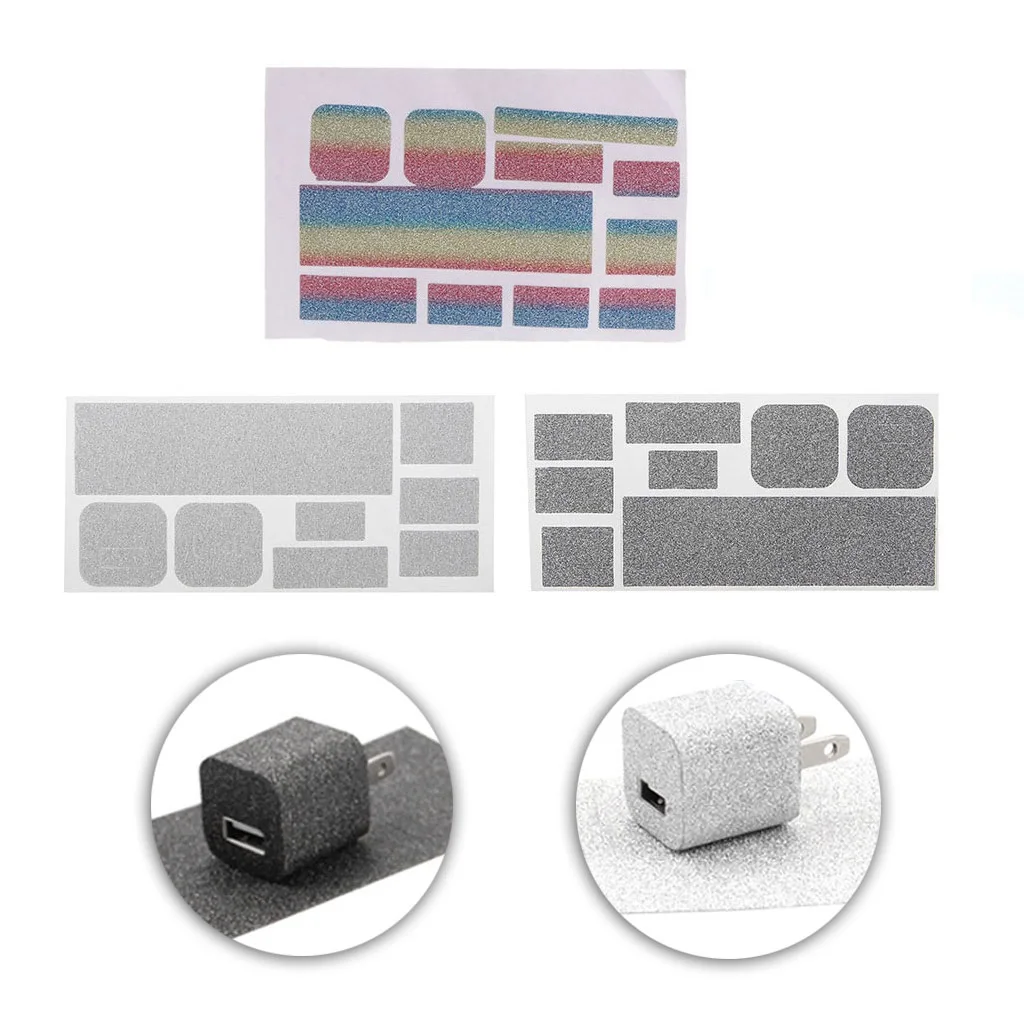 

Bling Stickers For iPhone 6 7 8 X USB Cable Charger Plug Cord Protector Set
