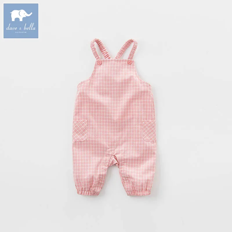 Db7374 Dave Bella Spring Baby Girls Fashion Pink Plaid Overalls