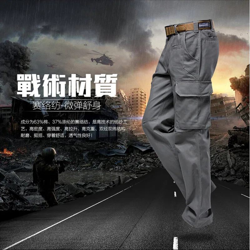 Прочные Брюки карго брюки SWAT армейские многофункциональные карманы штаны комбинезоны Для мужчин хлопок брюки S-XXXL