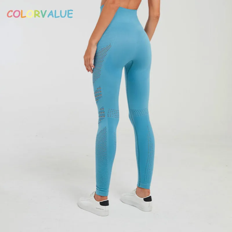 Beste Colorvalue Naadloze Tummy Controle Gym Fitness Leggings Vrouwen Hoge Taille Hollow Out Workout Yoga Broek Atletische Sport Panty