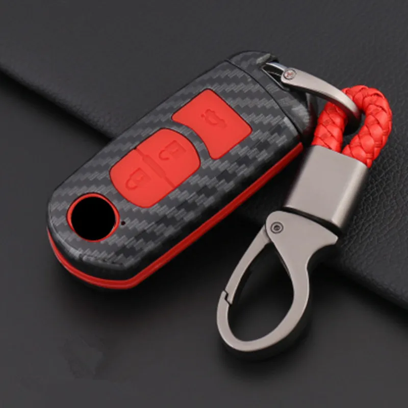 

ABS Carbon Fiber Remote Smart Pattern Car Key Case Bag Cover for Mazda 3/5/6/CX3/CX5 Key holder case