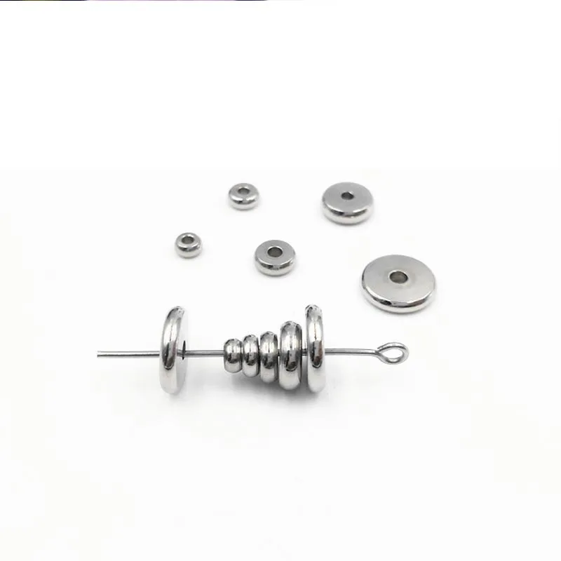 

50pcs/lot Stainless Steel 4 5 6 8 10mm Flat Round Rondelle Spacer Beads for DIY Charm Bracelets Jewelry Making Findings Supplier