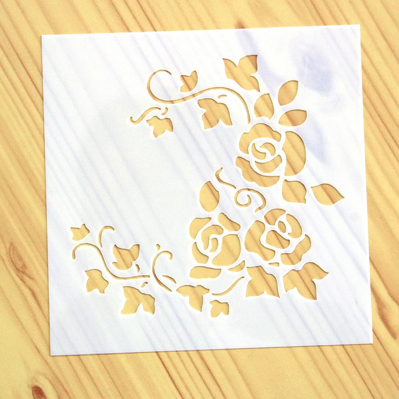 

1pc Stencil Rose Template Drawing Craft Stencils DIY Painting Photo Album Scrapbooking Bullet Journal Stencils Decor Reusable