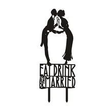 Wedding Cake Flags Eat Drink And Be Married Bride Groom Acrylic Cake Topper For Wedding Anniversary Party Cake Decor Hot Sale eat drink and be merry in maryland