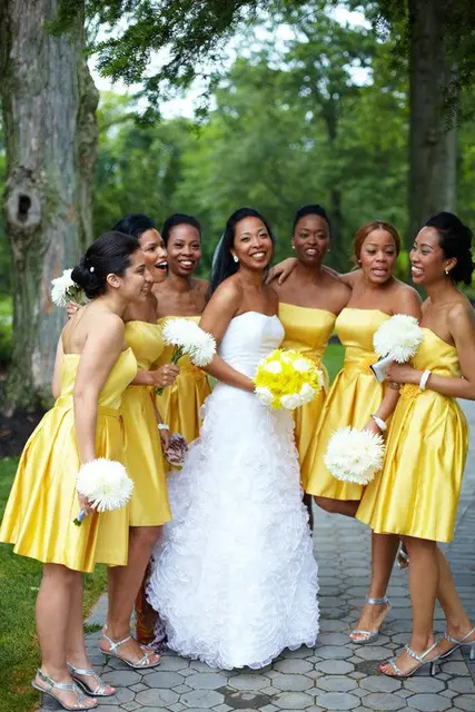 2017 Elegant Bridesmaid Dress For Black A Line Strapless 2017 Elegant Bridesmaid Dress For Black A Line Strapless Yellow Satin Mini Short New