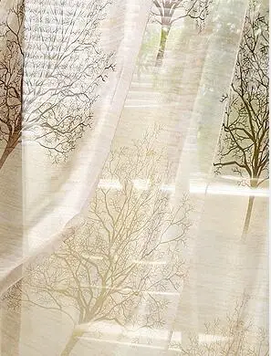 Экологичная окрашенная занавеска для спальни с принтом дерева s Windowm занавеска драпировка для гостиной вуаль занавеска дети Кортина Тюль слепой - Цвет: Beige Tulle