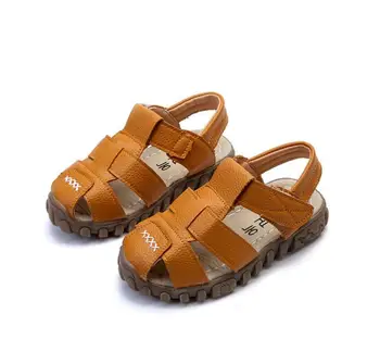 

2018 Summer Child Casual Shoes Male Female Soft Leather Sandals Baby Toe Cap Covering Boys PU Leather Sandals Kids Sneakers