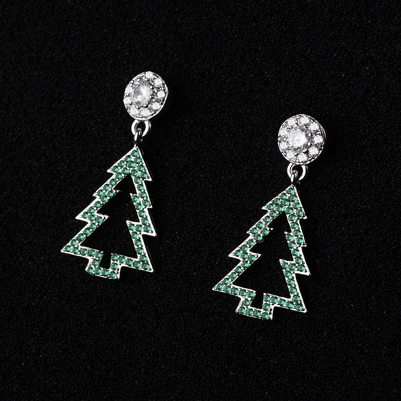 

925 silver earrings, Zircon Christmas tree earrings Jewelry & Accessories, Fashion Jewelry, Stud Earrings