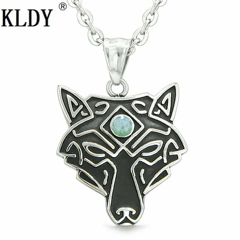 KLDY Punk Wolf Series кулон ожерелье зеленый кварц драгоценный камень амулет мужчины из