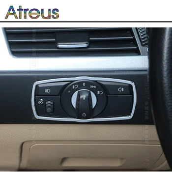 

Atreus 1pcs Aluminum Alloy Interior Headlight switch Frame trim Stickers For BMW e60 5 series 2004-2010 Accessories