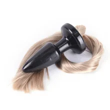 Hot Unisex Blondie Pônei Cauda Butt Plug Plugue Anal Rabo de Cavalo Longo e Sedoso Tai Fetiche Animal Role Play 50 cm DIY Decorações(China)
