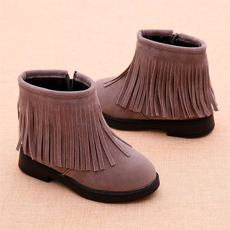 

Winter Warm Boots for Girls Children's Shoes Girls Snow Boots Girl Baby Fringe Boots Kids Booties Warm Plush Tassel Child shoes