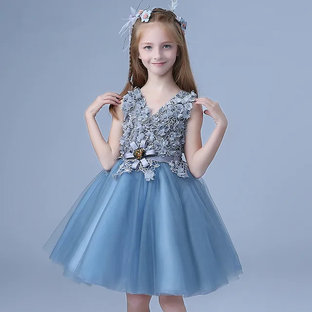 Flower Girl Dresses Navy Blue Sleeveless Fancy Formal Vestidos 2018 ...