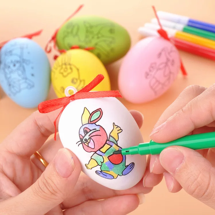 Ручной работы DIY пасхальное яйцо ручной работы мультфильм окрашенная яичная скорлупа игрушки Дети Обучающие Искусство и ремесла для