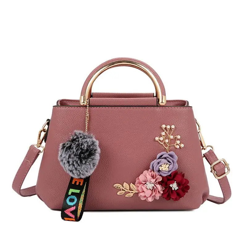 Unishow Designer Simple Sticky Flower Women Handbag Multi-layer Women Shoulder Bags Brand Female Small Women Crossbody Bag - Цвет: Розовый