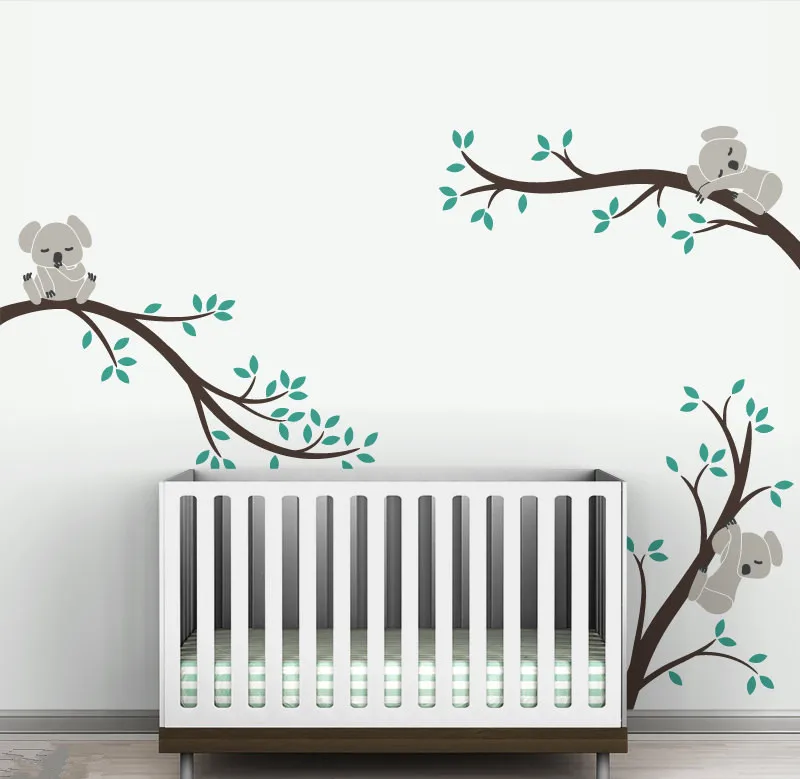 

Hot Sale Koala Tree Wall Sticker Sleeping Koaka on tree branch Kids Nursery Bedroom Wall Sticker DIY Home Decor Mural NY-196