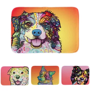 

Soft Entrance Floormat Akita Dog Door Mat Cute Art Pet Border Collie Indoor Outdoor Customize Animal Colorful Home Bathroom Mats