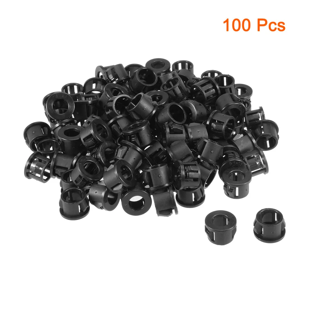 

UXCELL Black 100pcs 13mm Mounted Diameter Snap in Cable Hose Bushing Grommet Protector Plastic Electric Plugs Universal