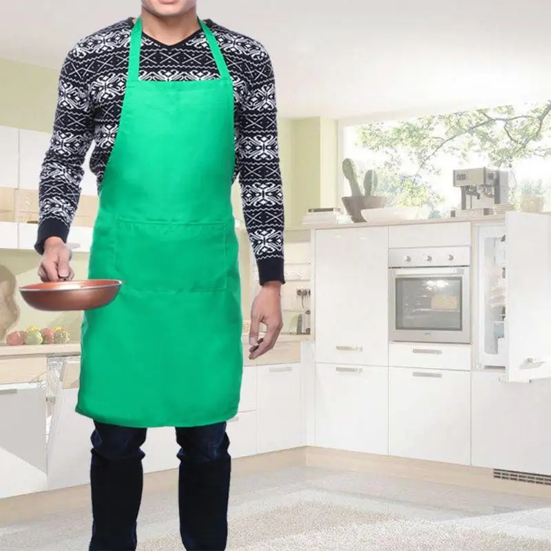 Waterproof Apron Solid Color Sleeveless Canvas Linen Bib Cleaning Aprons for Adult Women Cooking