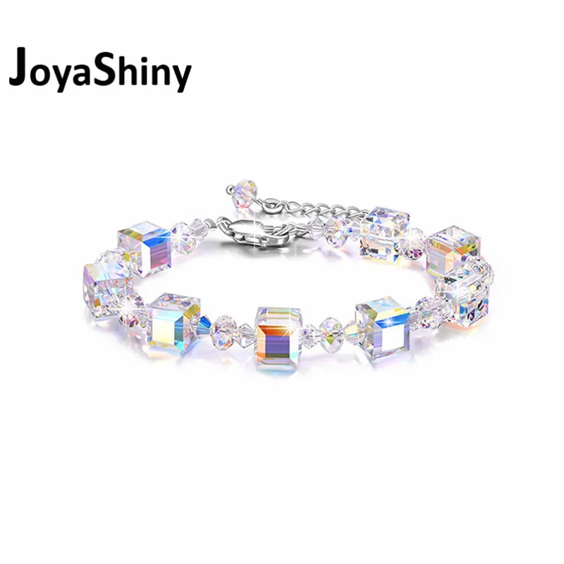 

Joyashiny Luxury Beads Bracelets Bangles Crystals From Swarovski Silver Color Wrap Bracelet Charm Hand Jewelry For Women gifts