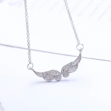 Модное ювелирное изделие, 925 пробы, серебряные ожерелья с крыльями ангела, подвески для женщин, длинная цепочка, ожерелья, воротник, Mujer Collares