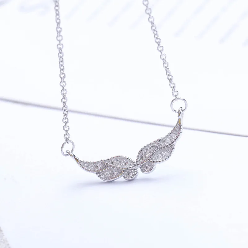 

2019 Fashion Jewelry 925 Sterling Silver Angel Wings Necklaces Pendants For Women Long Chain Necklaces Collar Mujer Collares