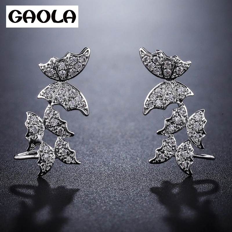 

GAOLA New Cute Butterfly Oval CZ Dangle Earrings For Women Hollow Crystal Zirconia Wedding Jewelry GLE8046Y