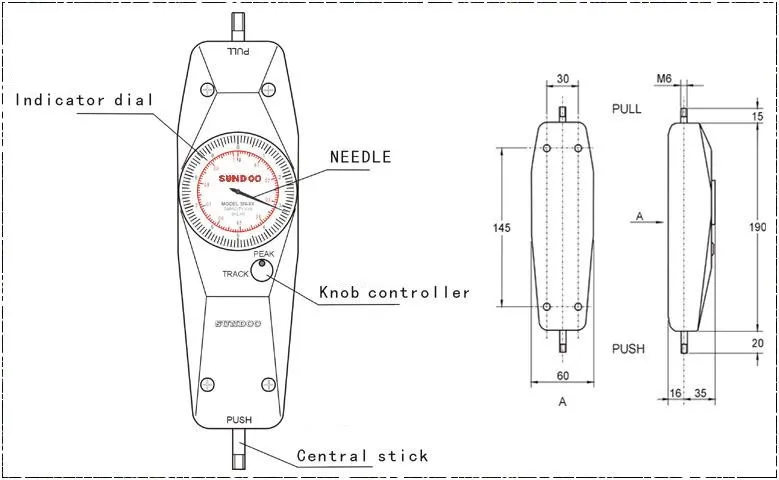 Sundoo SN-300 300N аналоговый датчик силы натяжения, указатель Измерение силы инструменты, аналоговый измеритель силы сжатия и растяжения