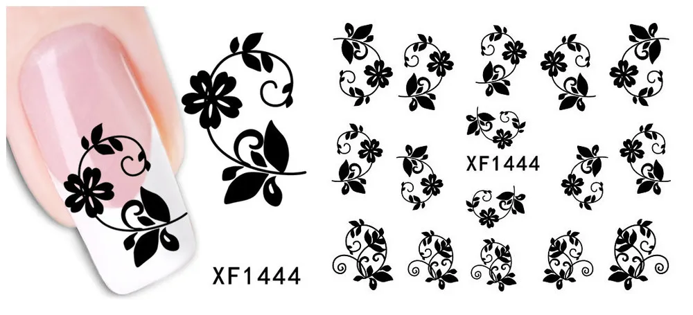 Дизайн ногтей цветок переноса воды Стикеры ногтей Обёрточная бумага Фольга лак наклейка Временные татуировки Watermark 1000pks/много