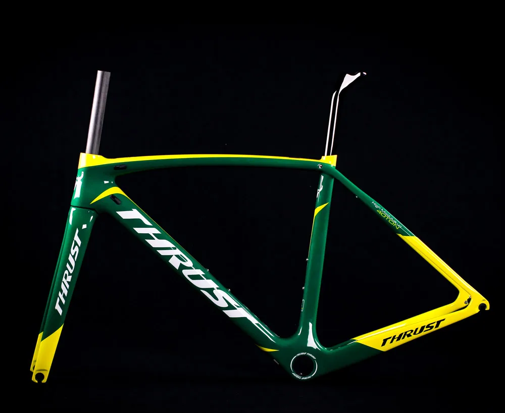 Карбоновая велосипедная Рама 700c V тормоз полный карбоновая велосипедная рама дизайн Хамелеон цвет 49 52 54 56 58 см 2 года гарантии тяга - Цвет: yellow and green