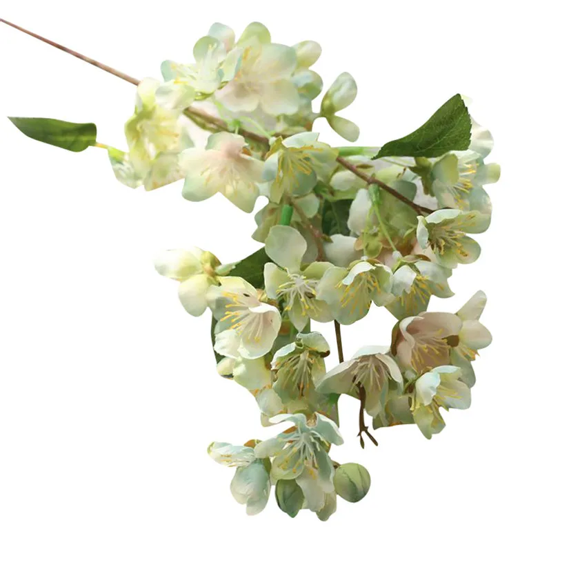 Нулевые искусственные Искусственные цветы лист вишни цветочный свадебный букет вечерние украшения 170214 - Цвет: mint green