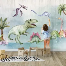 Динозавр древесины фотообои для детской комнаты Настенный декор, Настенные обои
